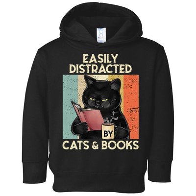 Easily Distracted By Cats And Books For Cat Lovers Toddler Hoodie
