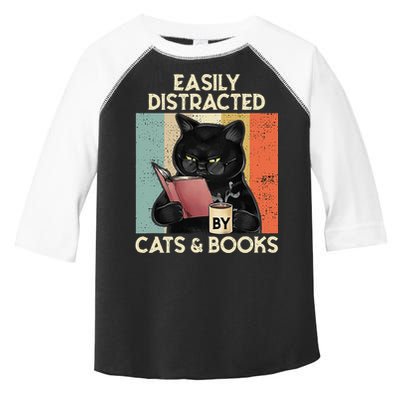 Easily Distracted By Cats And Books For Cat Lovers Toddler Fine Jersey T-Shirt