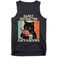 Easily Distracted By Cats And Books For Cat Lovers Tank Top