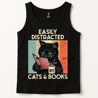 Easily Distracted By Cats And Books For Cat Lovers Tank Top