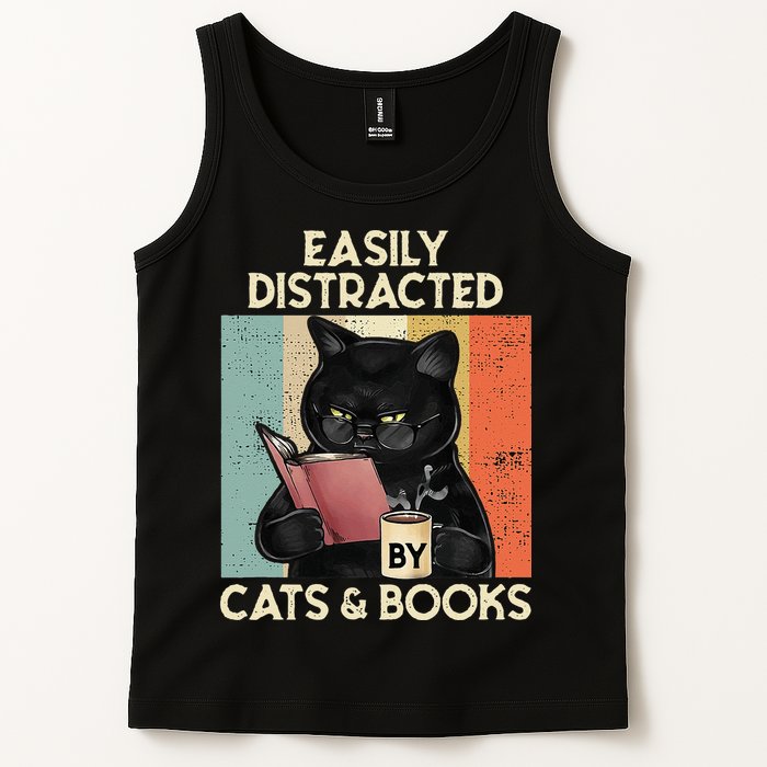 Easily Distracted By Cats And Books For Cat Lovers Tank Top