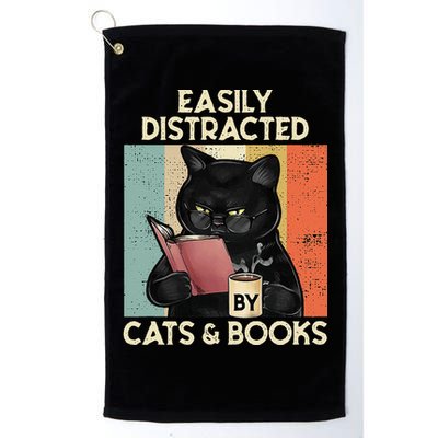 Easily Distracted By Cats And Books For Cat Lovers Golf Towel
