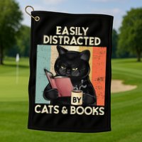 Easily Distracted By Cats And Books For Cat Lovers Golf Towel