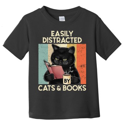 Easily Distracted By Cats And Books For Cat Lovers Toddler T-Shirt