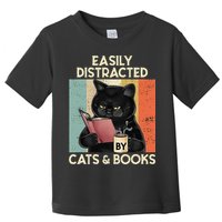 Easily Distracted By Cats And Books For Cat Lovers Toddler T-Shirt