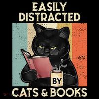 Easily Distracted By Cats And Books For Cat Lovers Toddler T-Shirt