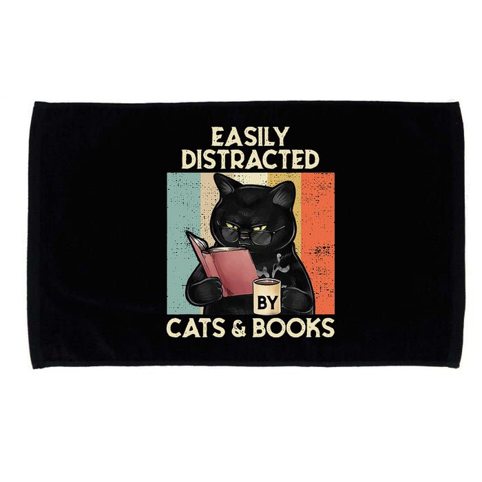 Easily Distracted By Cats And Books For Cat Lovers Microfiber Hand Towel