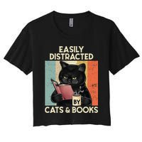 Easily Distracted By Cats And Books For Cat Lovers Crop Top