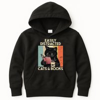 Easily Distracted By Cats And Books For Cat Lovers Kids Hoodie