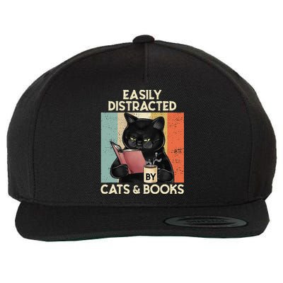 Easily Distracted By Cats And Books For Cat Lovers Wool Snapback Cap