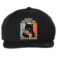 Easily Distracted By Cats And Books For Cat Lovers Wool Snapback Cap
