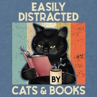 Easily Distracted By Cats And Books For Cat Lovers Garment-Dyed Sweatshirt