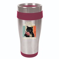 Easily Distracted By Cats And Books For Cat Lovers 16oz Travel Tumbler