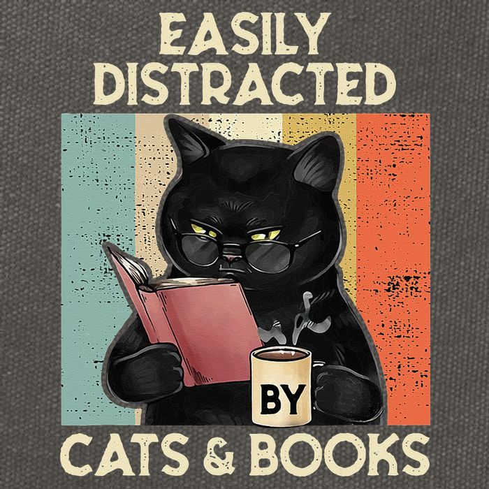 Easily Distracted By Cats And Books For Cat Lovers Cotton Canvas Backpack