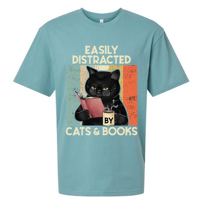 Easily Distracted By Cats And Books For Cat Lovers Sueded Cloud Jersey T-Shirt