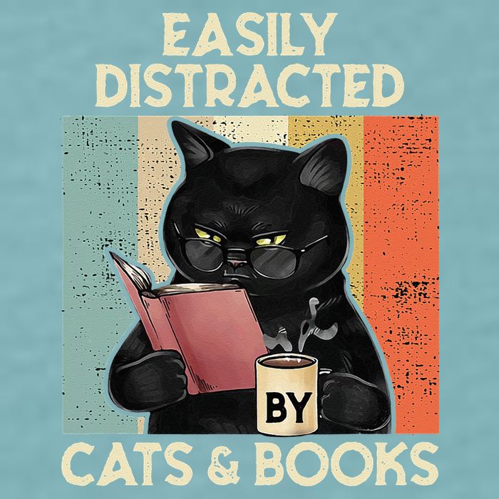 Easily Distracted By Cats And Books For Cat Lovers Sueded Cloud Jersey T-Shirt