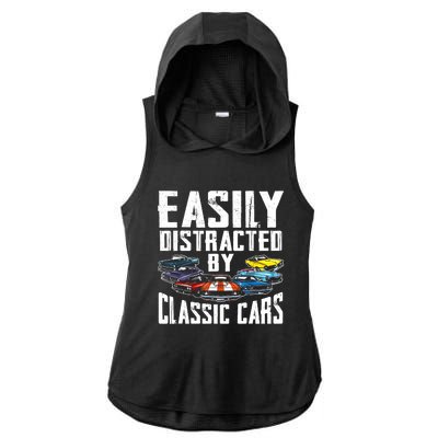 Easily Distracted By Classic Cars Ladies PosiCharge Tri-Blend Wicking Draft Hoodie Tank