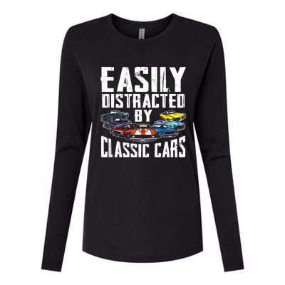 Easily Distracted By Classic Cars Womens Cotton Relaxed Long Sleeve T-Shirt