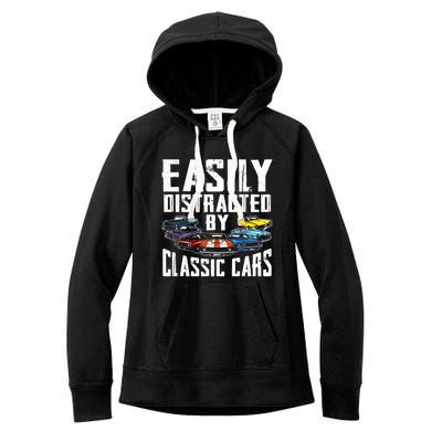 Easily Distracted By Classic Cars Women's Fleece Hoodie