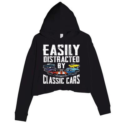 Easily Distracted By Classic Cars Crop Fleece Hoodie