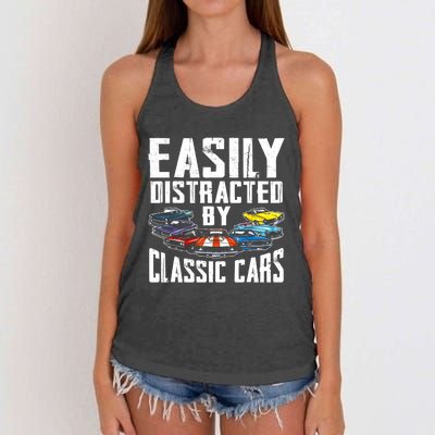 Easily Distracted By Classic Cars Women's Knotted Racerback Tank