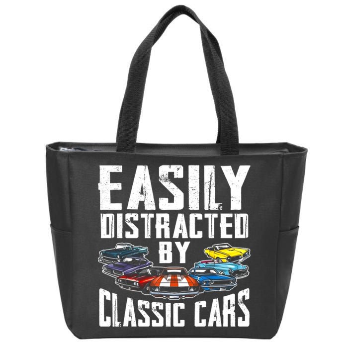 Easily Distracted By Classic Cars Zip Tote Bag