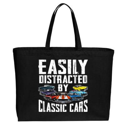 Easily Distracted By Classic Cars Cotton Canvas Jumbo Tote