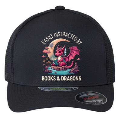 Easily distracted by books and dragons Flexfit Unipanel Trucker Cap