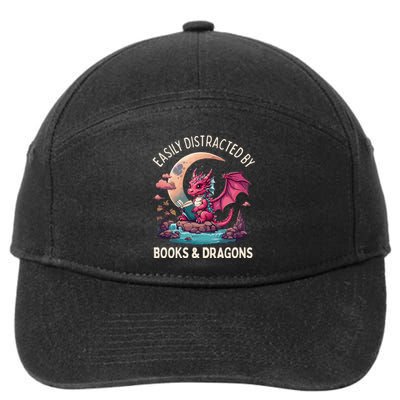 Easily distracted by books and dragons 7-Panel Snapback Hat