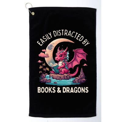 Easily distracted by books and dragons Platinum Collection Golf Towel