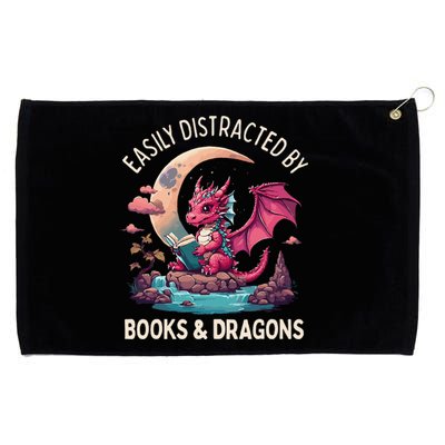 Easily distracted by books and dragons Grommeted Golf Towel