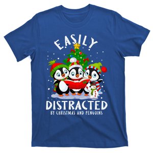 Easily Distracted By Christmas Penguins Costume Funny Xmas Funny Gift T-Shirt