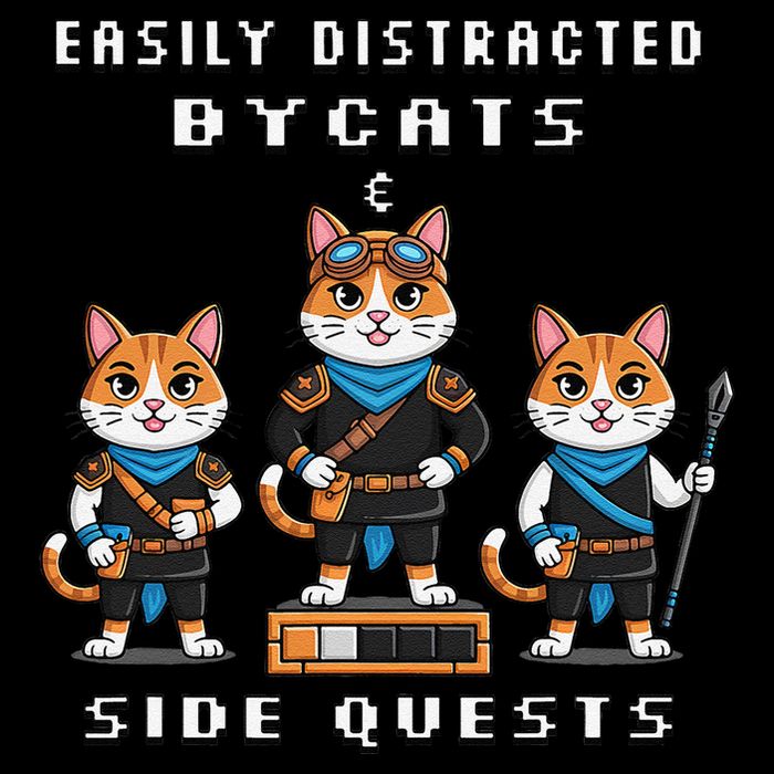 Easily Distracted By Cats And Side Quests Gamer Rpg Nerd Flat Bill Trucker Hat