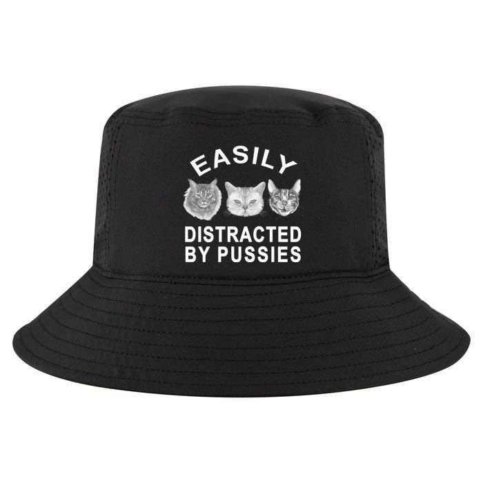 EASILY DISTRACTED BY PUSSIES Cool Comfort Performance Bucket Hat