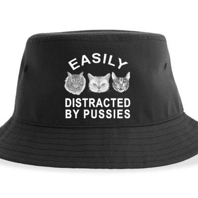 EASILY DISTRACTED BY PUSSIES Sustainable Bucket Hat