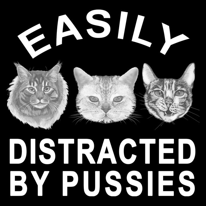 EASILY DISTRACTED BY PUSSIES Drawstring Bag