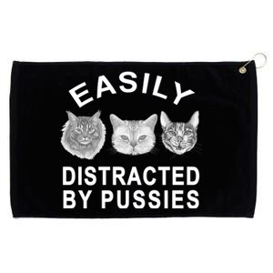 EASILY DISTRACTED BY PUSSIES Grommeted Golf Towel