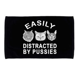 EASILY DISTRACTED BY PUSSIES Microfiber Hand Towel