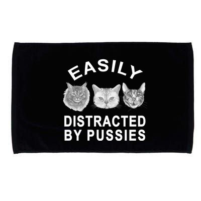 EASILY DISTRACTED BY PUSSIES Microfiber Hand Towel