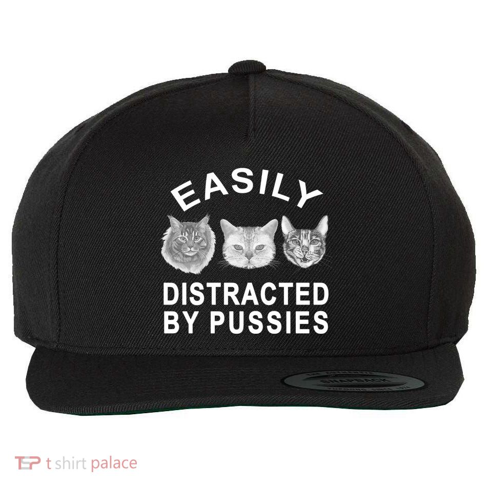 EASILY DISTRACTED BY PUSSIES Wool Snapback Cap