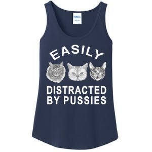 EASILY DISTRACTED BY PUSSIES Ladies Essential Tank