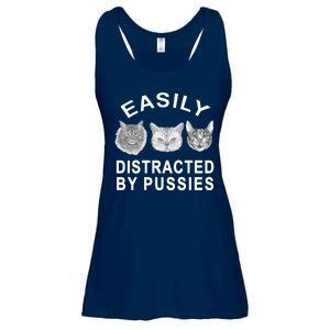 EASILY DISTRACTED BY PUSSIES Ladies Essential Flowy Tank