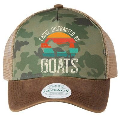 Easily Distracted By Goats Funny Jokes Sarcastic Sayings Legacy Tie Dye Trucker Hat