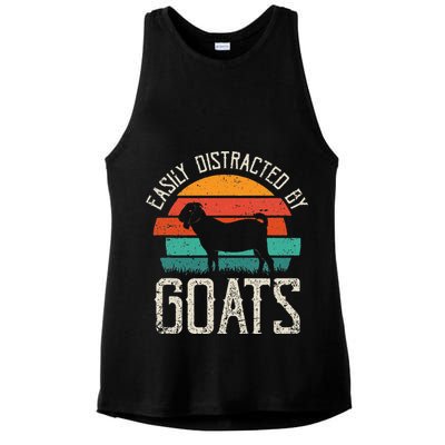 Easily Distracted By Goats Funny Jokes Sarcastic Sayings Ladies PosiCharge Tri-Blend Wicking Tank