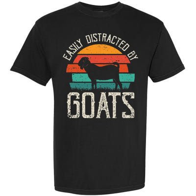 Easily Distracted By Goats Funny Jokes Sarcastic Sayings Garment-Dyed Heavyweight T-Shirt