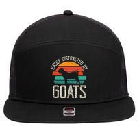 Easily Distracted By Goats Funny Jokes Sarcastic Sayings 7 Panel Mesh Trucker Snapback Hat