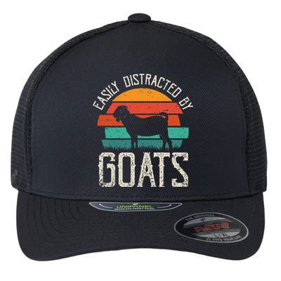 Easily Distracted By Goats Funny Jokes Sarcastic Sayings Flexfit Unipanel Trucker Cap