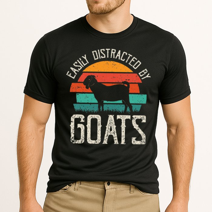 Easily Distracted By Goats Funny Jokes Sarcastic Sayings Performance Shirt