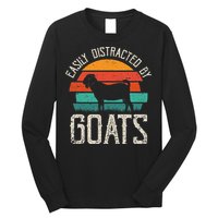 Easily Distracted By Goats Funny Jokes Sarcastic Sayings Long Sleeve Shirt