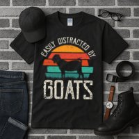 Easily Distracted By Goats Funny Jokes Sarcastic Sayings Tall T-Shirt